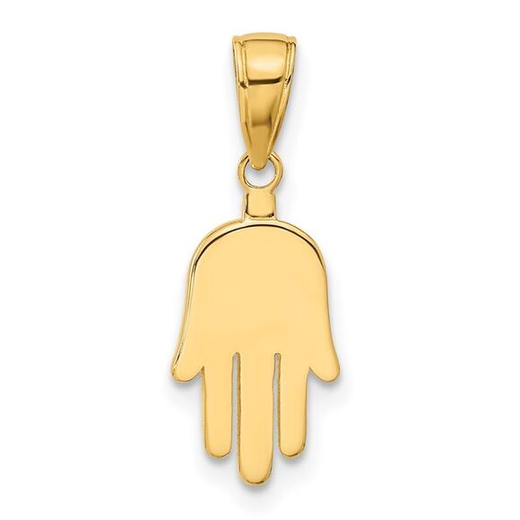 14k Yellow Gold Large Solid Hamsa Pendant